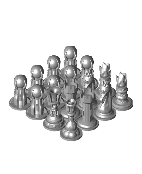 DFD Fantasy Chess Pieces 3d model