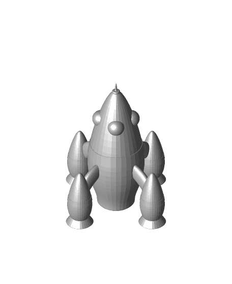Retro Rocketship ( Multi-Material ) 3d model
