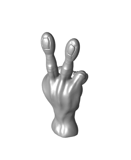 Peace Sign Alien Hand - Support Free - Free Standing Sculpture - Headphone Stand 3d model