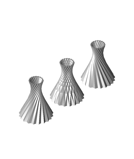 diamond & swirl vase set V2 3d model