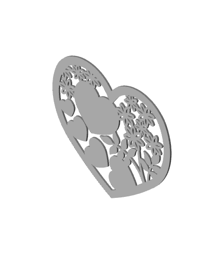 floral wall art hearts wall decor flowers love decoration 3d model