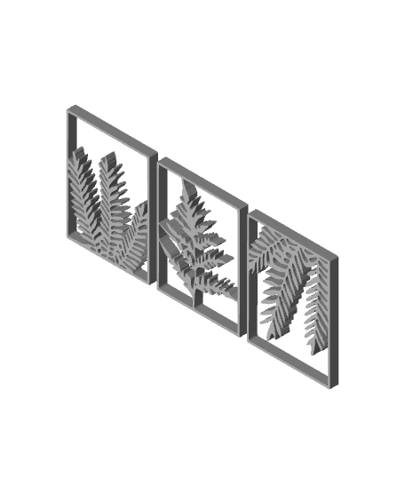 3 piece plant panel set leaves wall decor 3d model