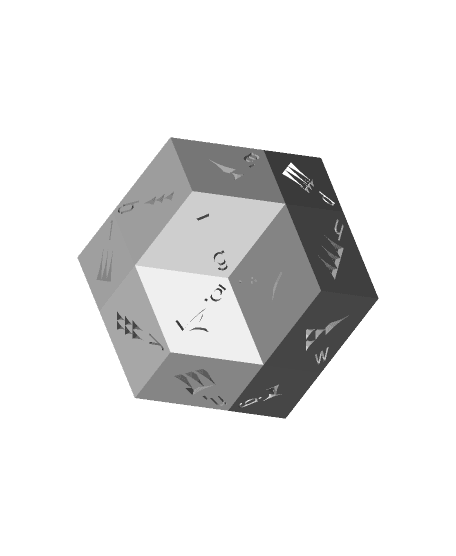 Ugaritic Alphabet d30 Polyhedral Die (With transliteration) 3d model