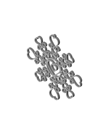 Heart Snowflake Ornament 3d model
