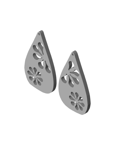 TEARDROP-SHAPED FLOWER EARRINGS 3d model