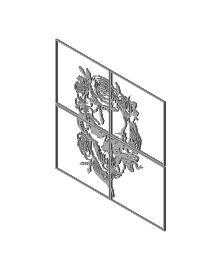 EXTRA LARGE 20" Flower Skull Window wall art Gothic wall decor 3d model