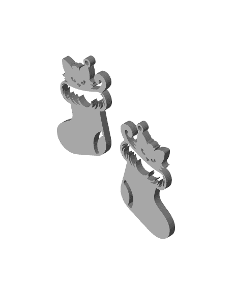 kitten xmas sock earrings christmas jewelry cat pendant 3d model