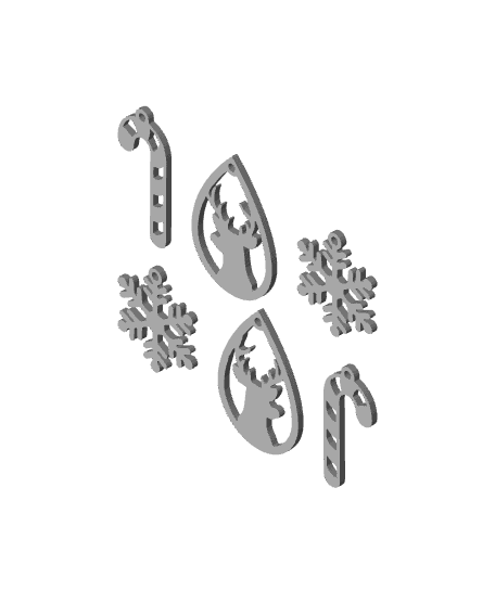 candycane earring bundle christmas jewelry set xmas decor 3d model
