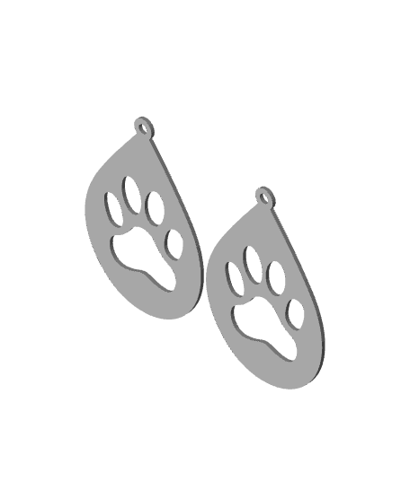 paw print earrings animal prints jewelry cat paw pendants 3d model