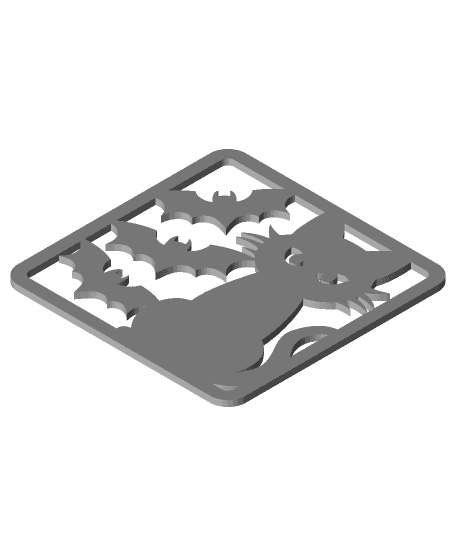 Spooky Coasters - Cat Square 3d model
