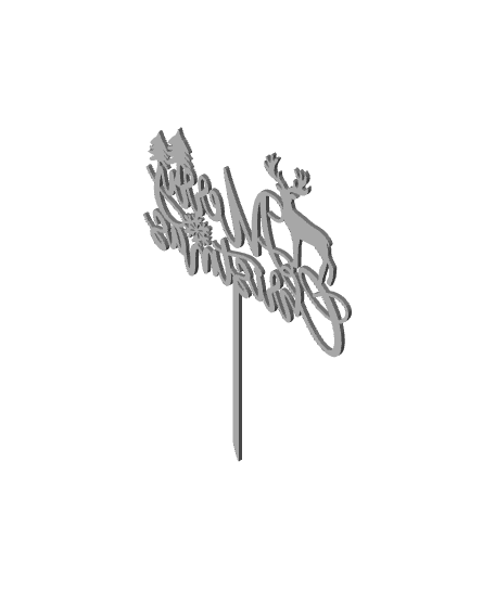 Cake Topper Merry Christmas Decoration Reindeer 3d model