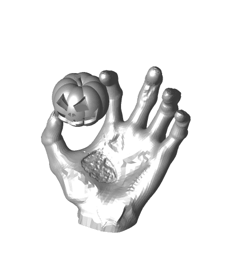 a zombie hand catches a pumpkin.stl 3d model