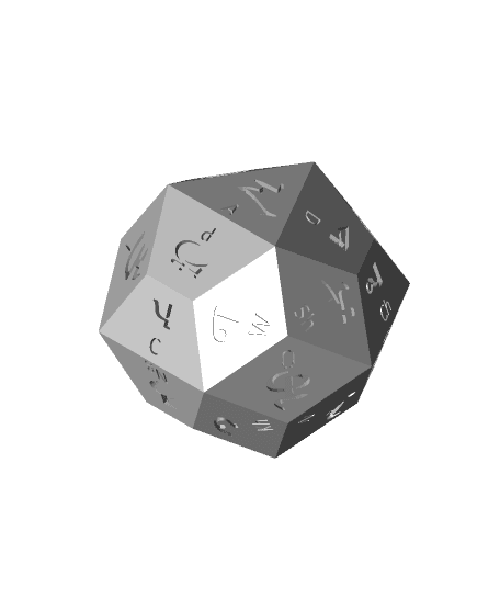 Mongolian Alphabet d29 Polyhedral Die (Tod Bichig) 3d model