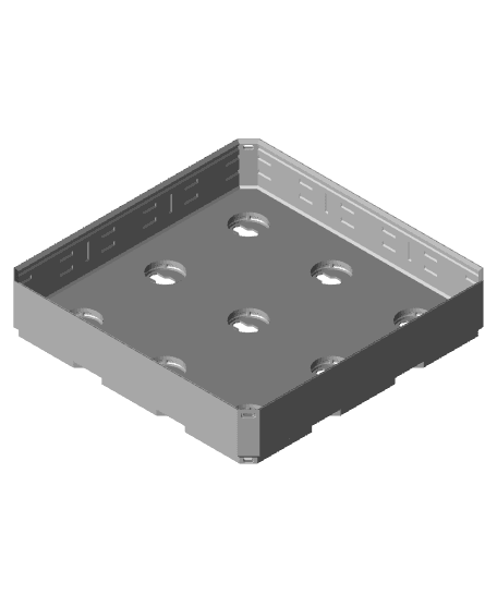 3x3x0·5, Lock Hole Base, Multigrid Bin 3d model