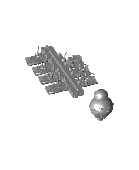 Space Station with Shipyards and Ships 3d model