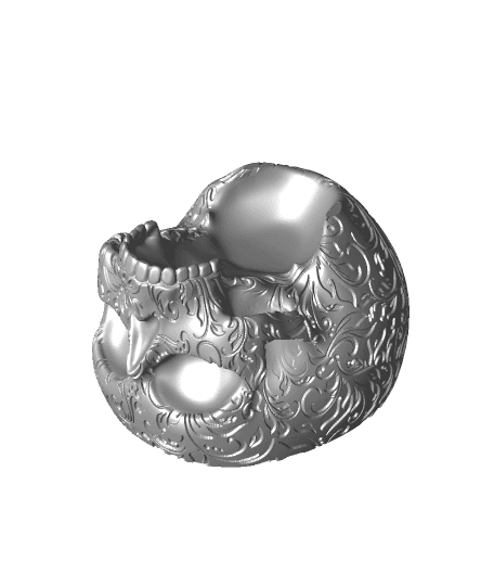 SwirlLeaves_SkullPlanter.stl 3d model