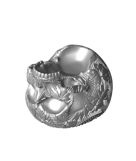 TropicalLeaves_Skull-HangPlanter.stl 3d model