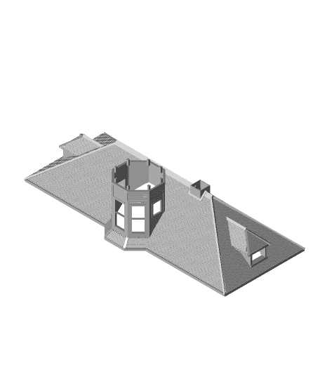 N_Scale_Train_Station_Roof_and_Upper_Turret.stl 3d model