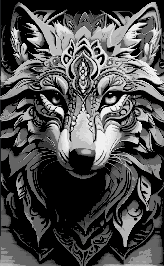 Wolf portrait using Hueforge 3d model
