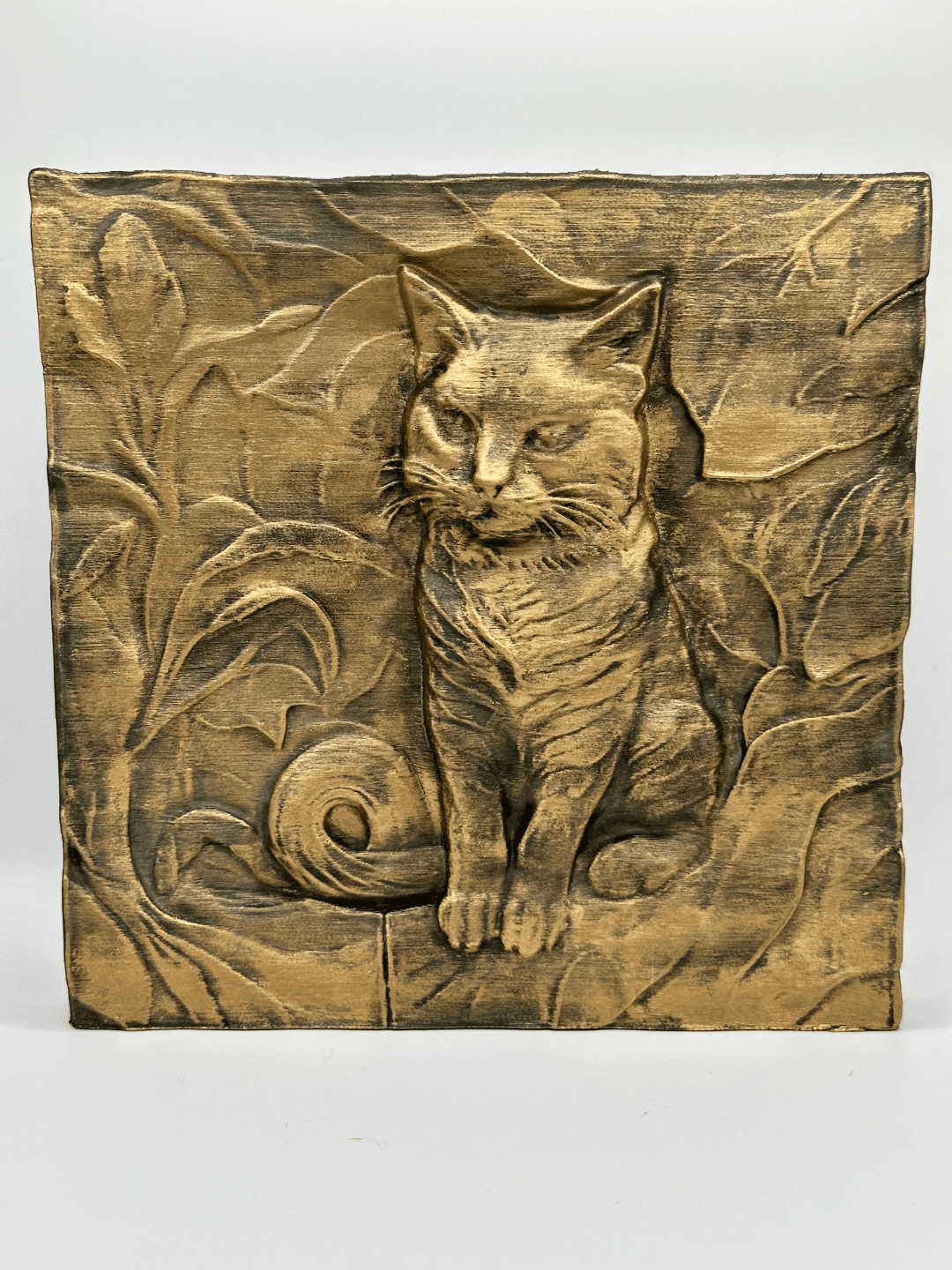 Cat Sitting Bas Relief Sculpture 3d model