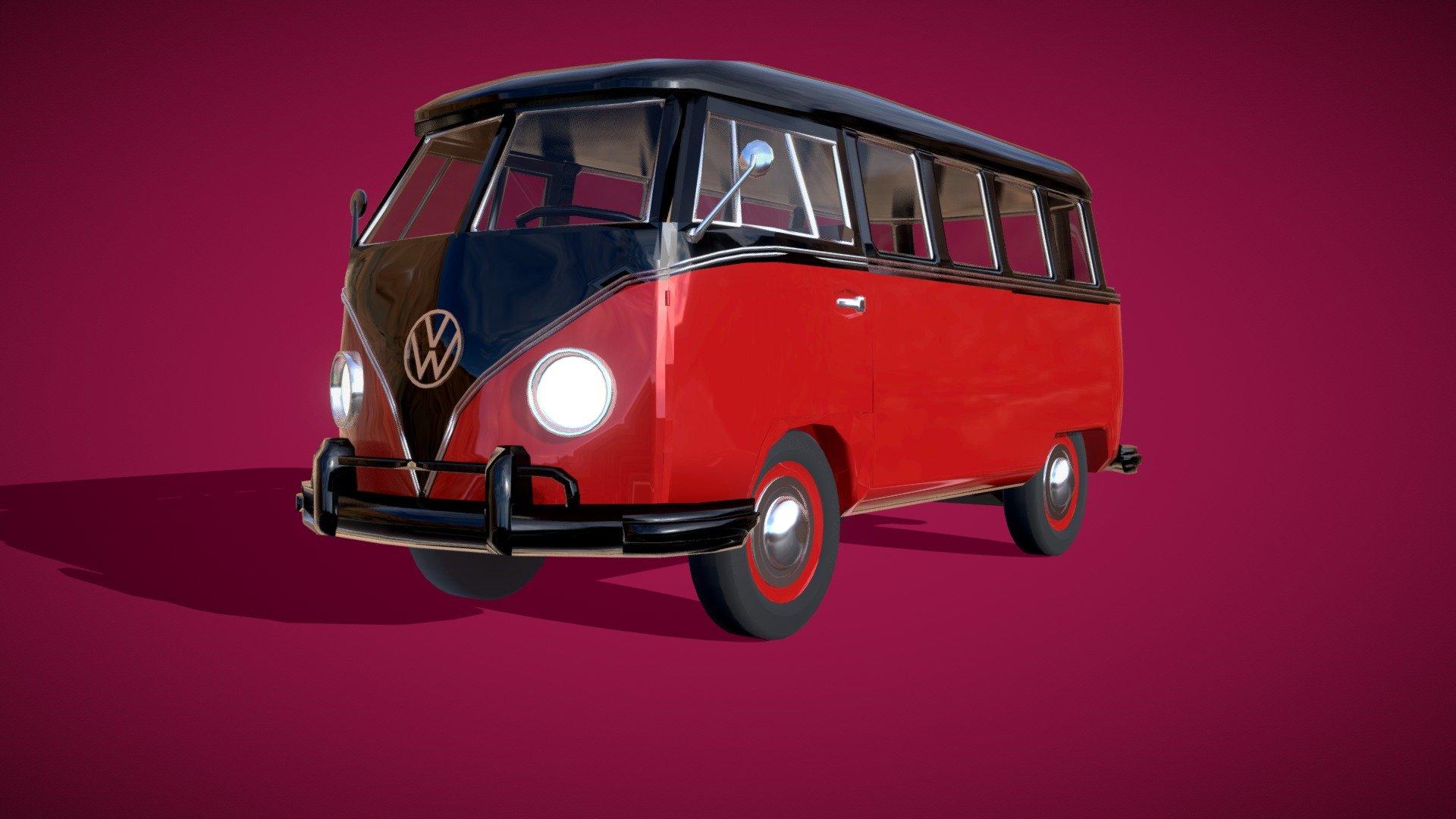 VW T1 style Bus Free 3d model