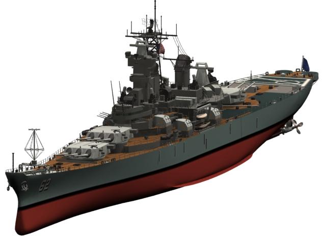 USS New Jersey BB-62 battleship 3D Model 3d model