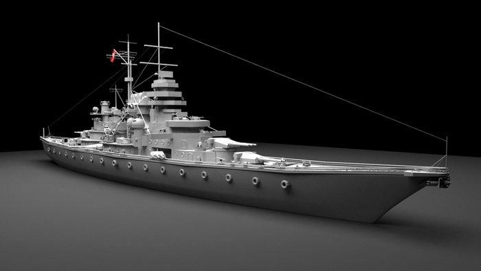 WW2 Bismarck-class Battleship 3D Model 3d model