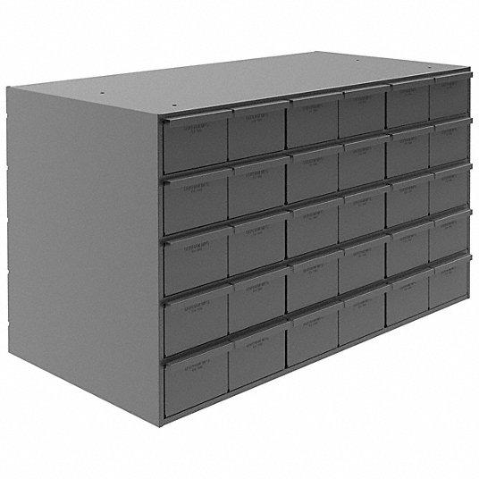 DURHAM MFG Drawer Bin Cabinet: 33 3/4 in x 17 3/4 in x 21 in, 30 Drawers, Stackable, Steel, Gray 3d model