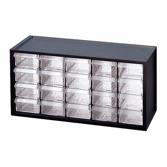 WESTWARD Drawer Bin Cabinet: 14 3/4 in x 6 in x 7 1/4 in, 20 Drawers, Stackable, Polystyrene, Black 3d model