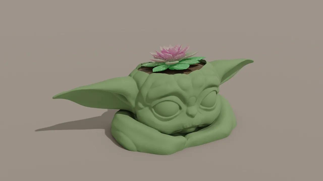 Baby Yoda (Grogu) Pot Plant 3d model