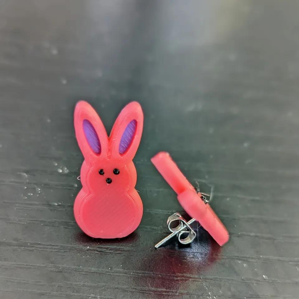 Easter Marshmallow Peeps Bunny *Stud* Earrings 3d model