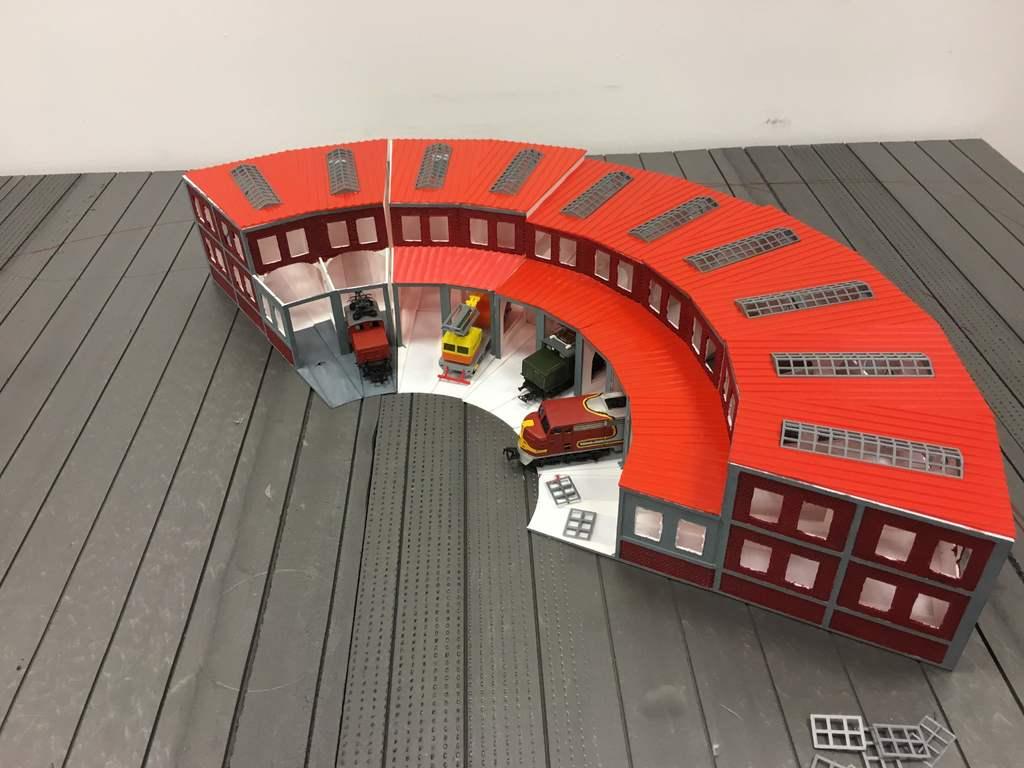 1:87 HO scale train depot with turntable 3d model