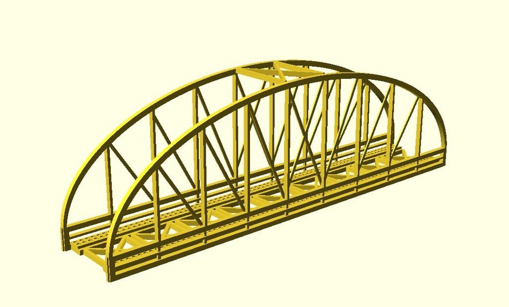 HO model train steel bridge (V4) 3d model