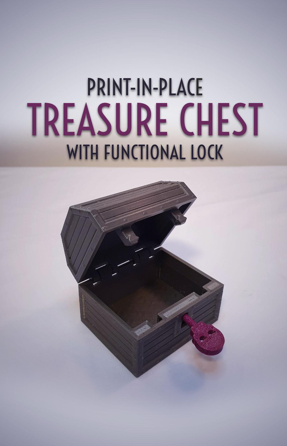 Print-in-Place Treasure Chest with Functional Lock 3d model