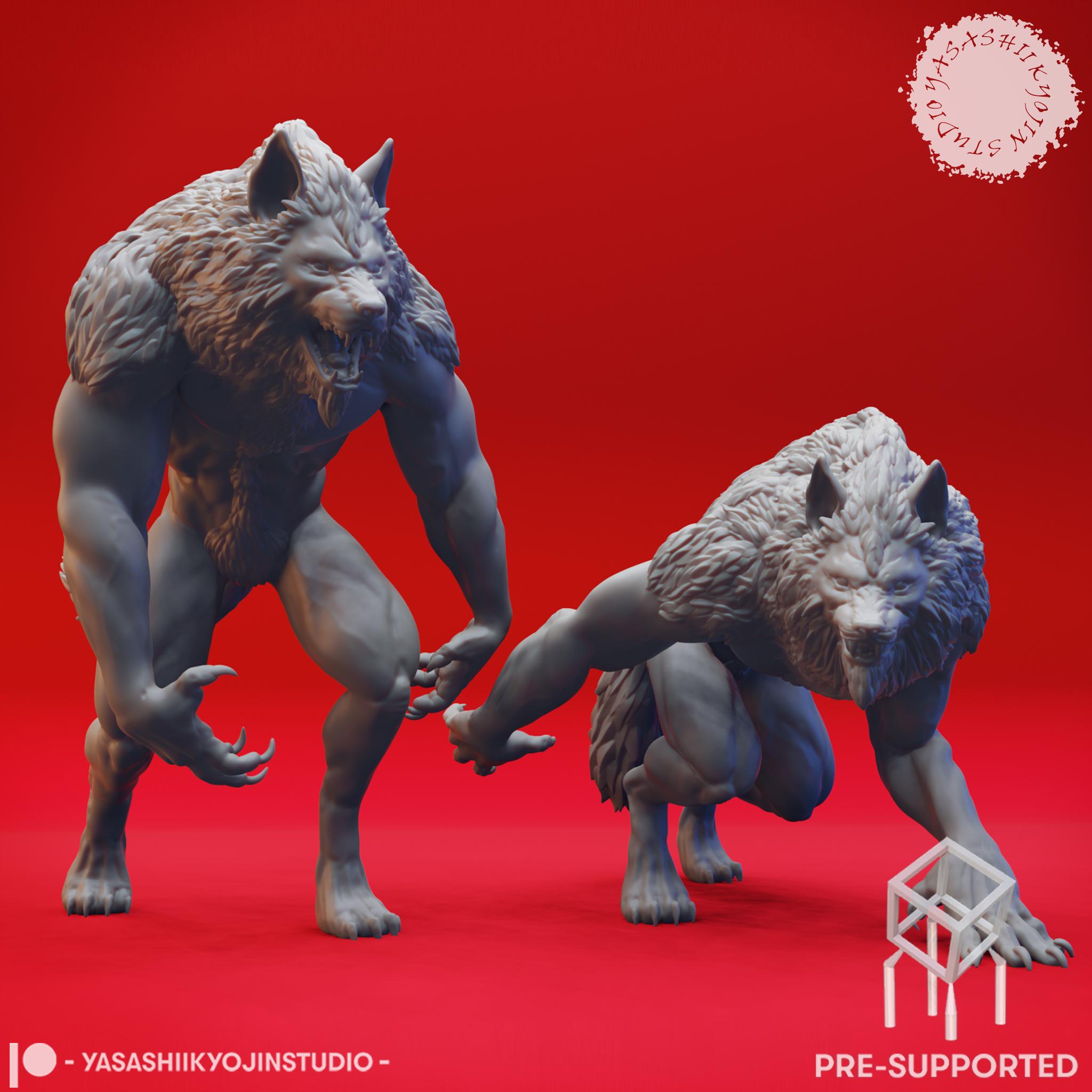 Werewolf Pack - Tabletop Miniatures (Pre-Supported) 3d model