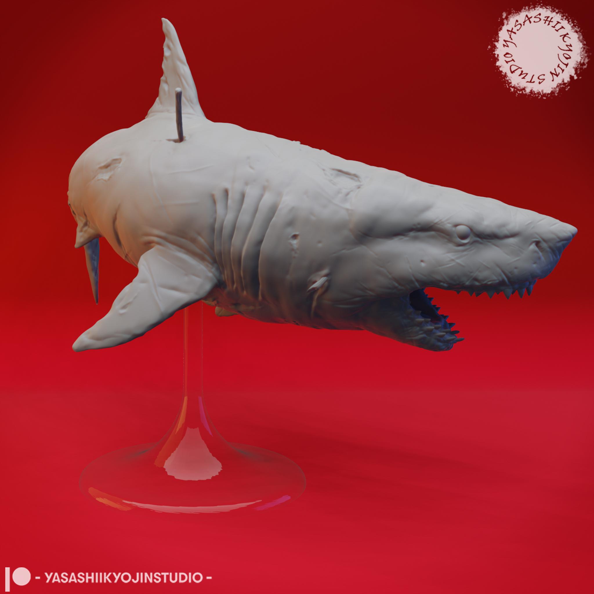 Great Wight Shark (Undead) - Tabletop Miniature (Pre-Supported) 3d model