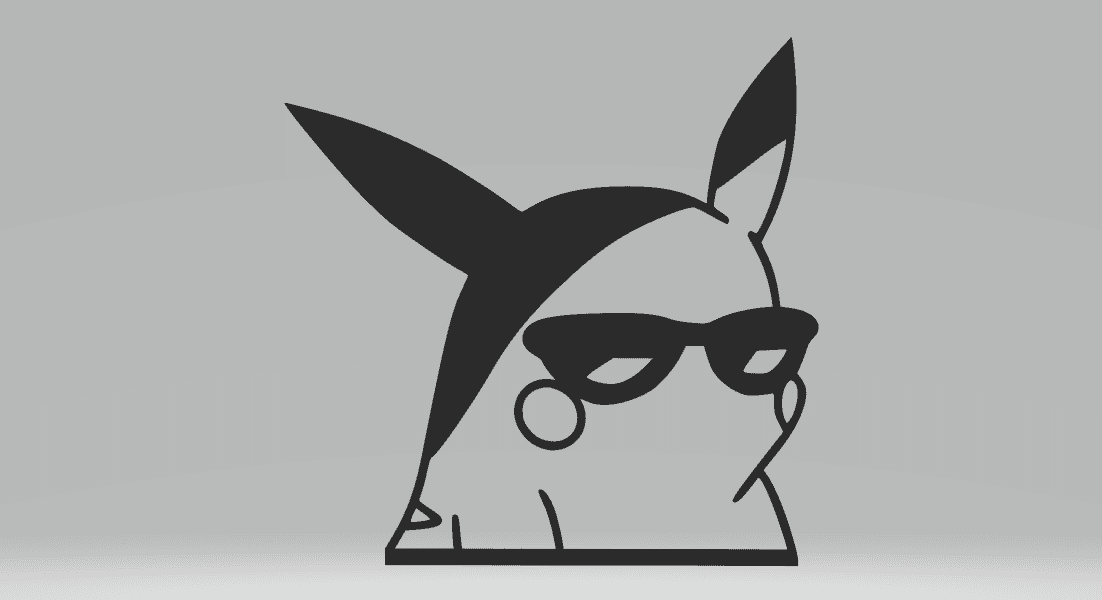 Pikachu Sunglasses Pokemon Cartoon 2D Art.stl 3d model