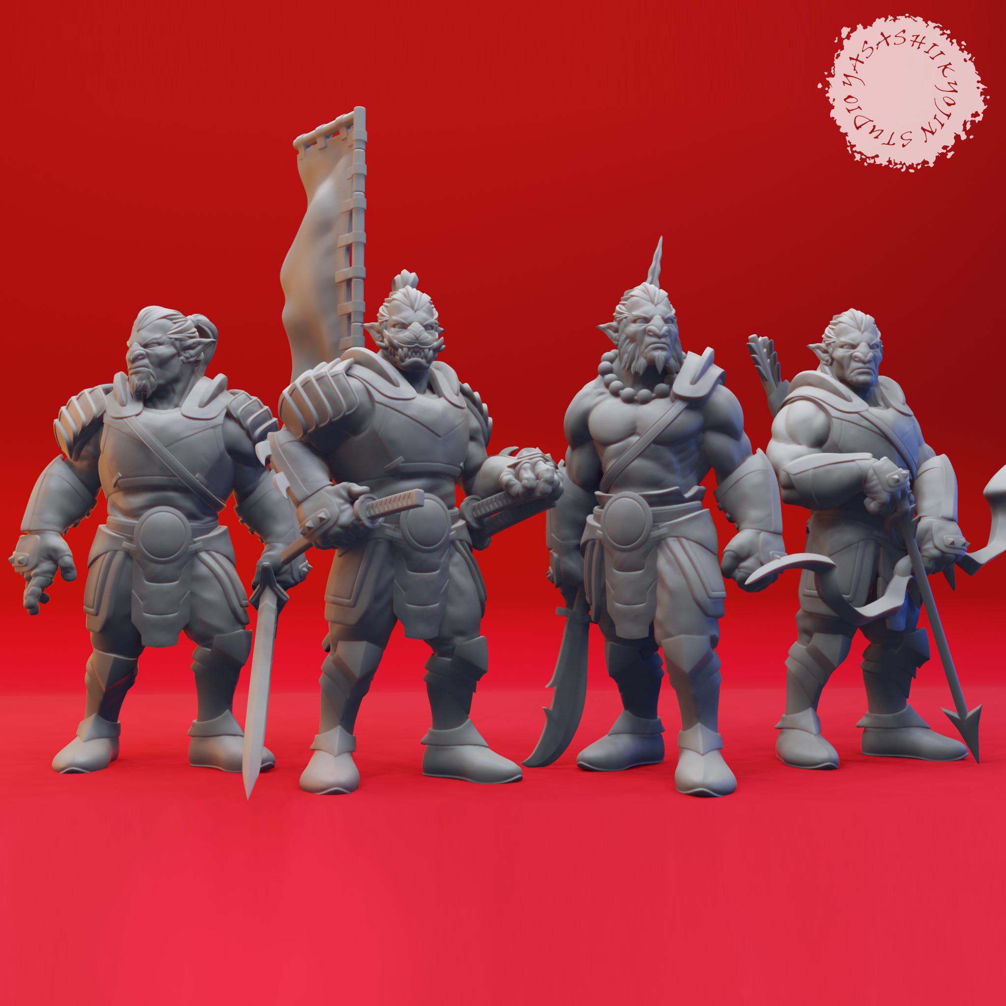 Hobgoblin Warband - Tabletop Miniatures (Pre-Supported) 3d model