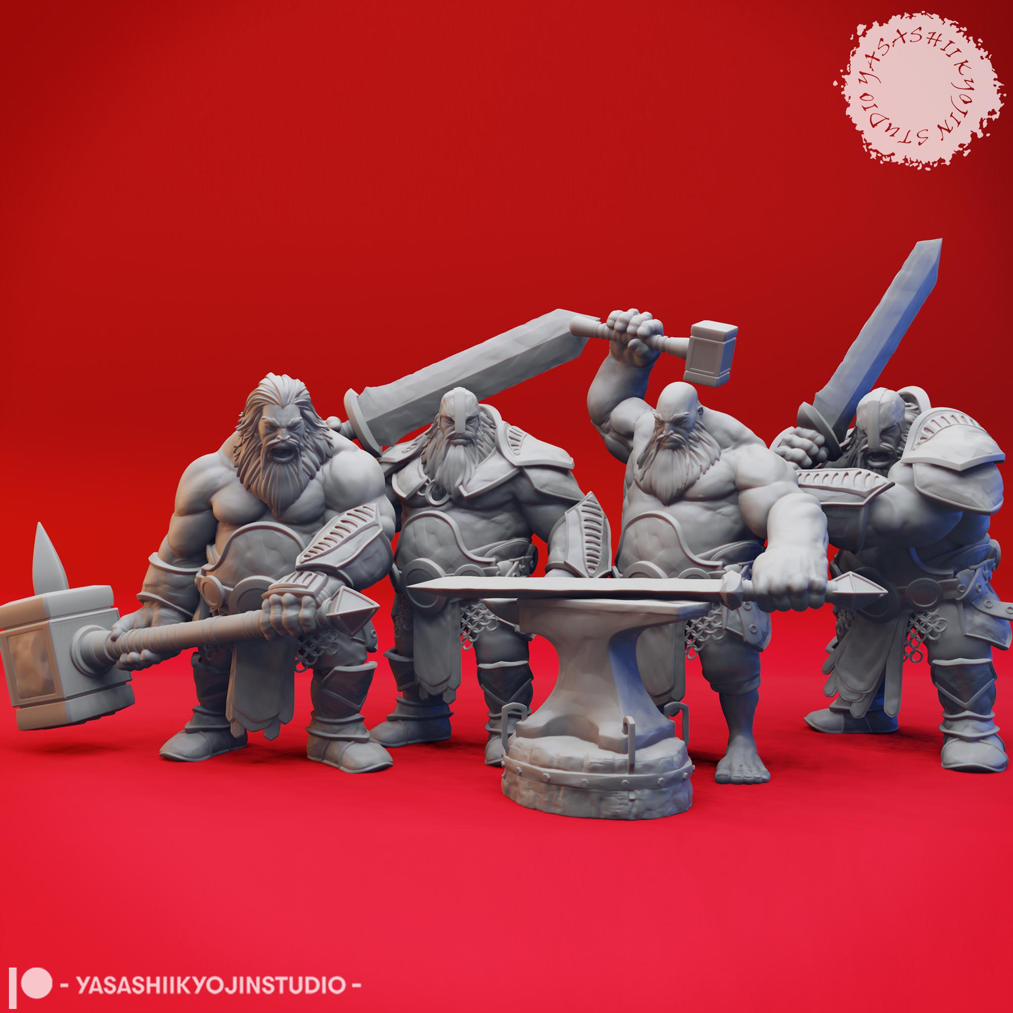 Fire Giants - Tabletop Miniatures (Pre-Supported) 3d model