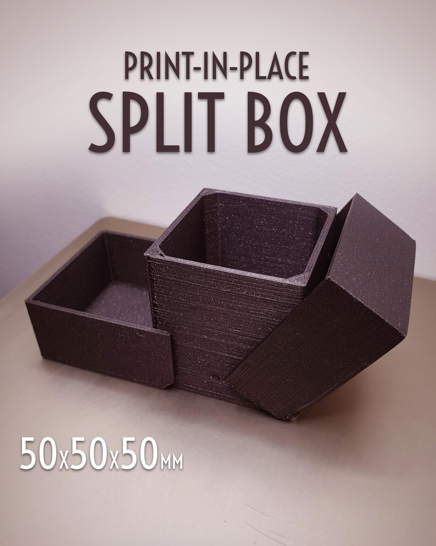 Print-in-Place Split Box 50x50x50mm 3d model