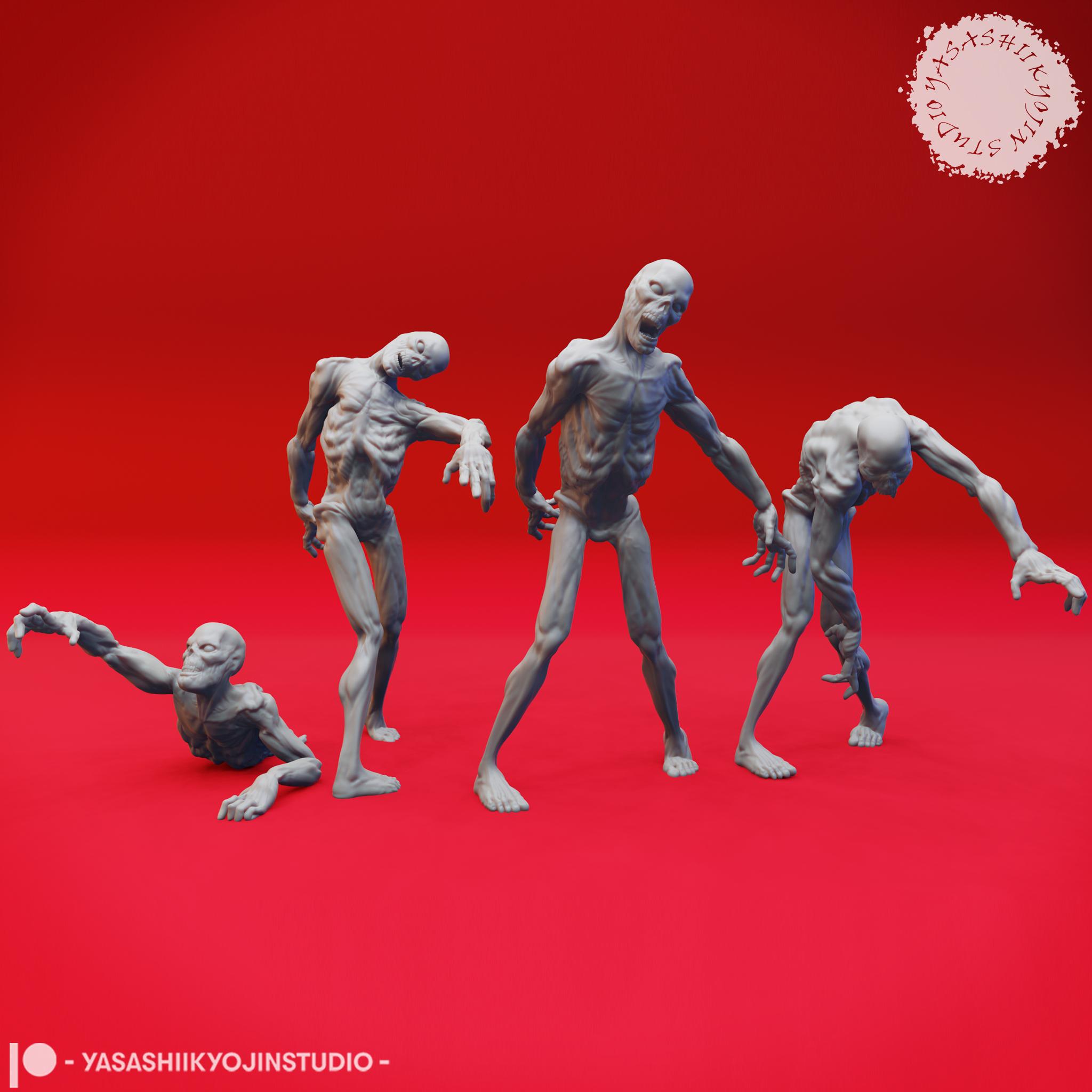 Zombie Mob - Tabletop Miniature (Pre-Supported) 3d model