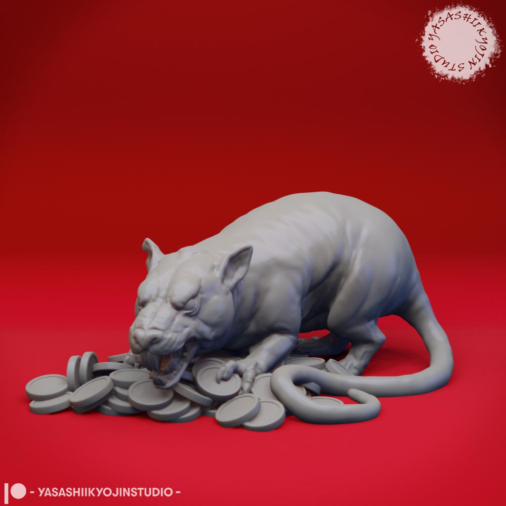 Maks the Giant Rat - Tabletop Miniature (Pre-Supported) 3d model