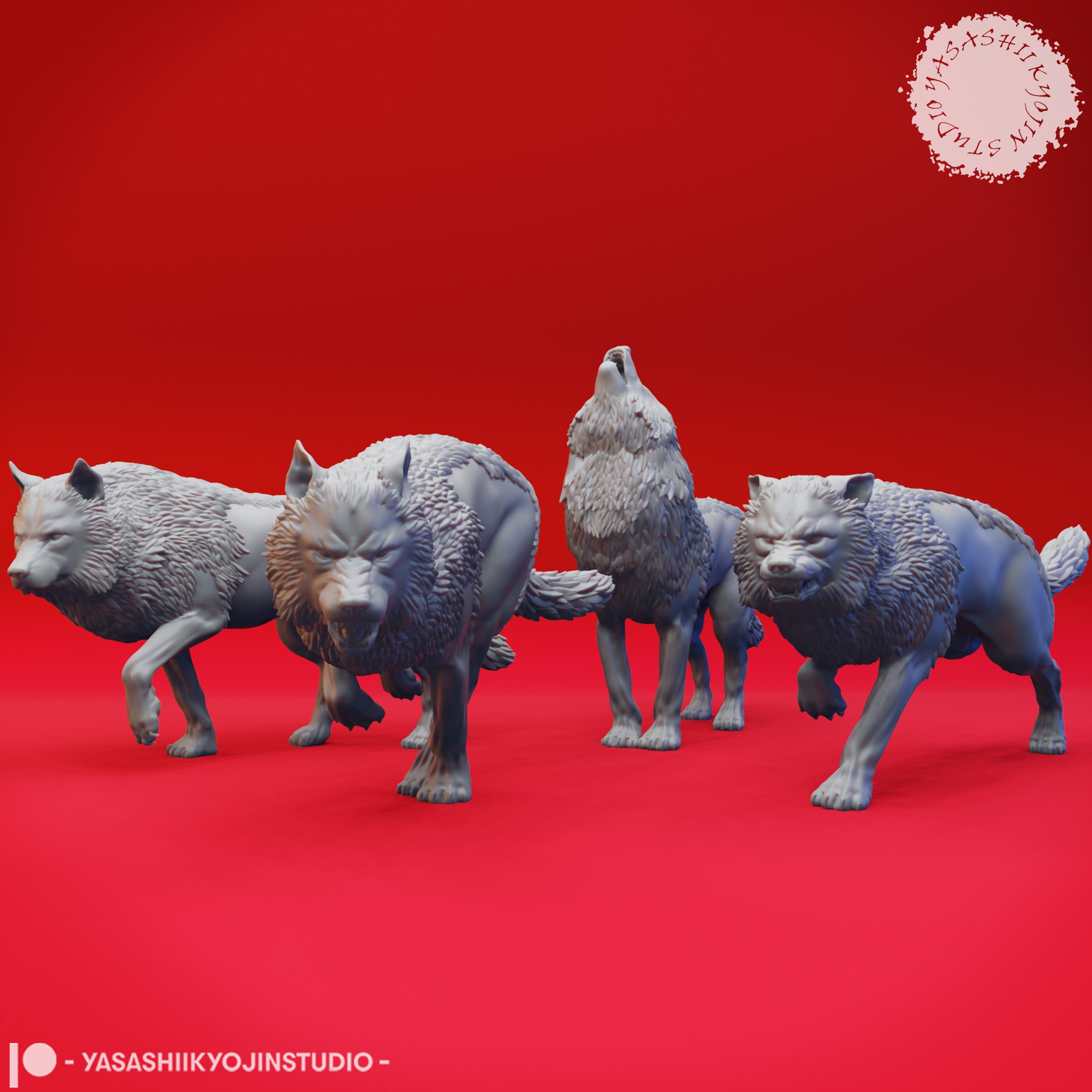 Wolf Pack - Tabletop Miniatures (Pre-Supported) 3d model