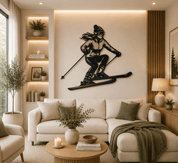Female Skier Action 2D Wall Art.stl 3d model