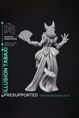 Illusionist Tabaxi - Were Folk - PRESUPPORTED - Illustrated and Stats - 32mm 3d model
