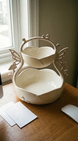 Fairycore Mushroom Two-Tier Desk Organizer - Whimsical Winged Catchall Tray 3d model