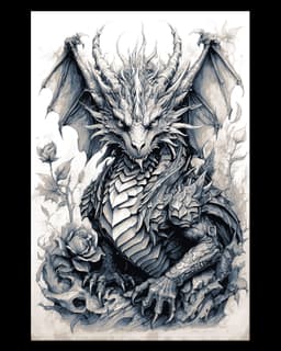 Sketch of a Dragon - Personality from a pencil - Wall art 3d model