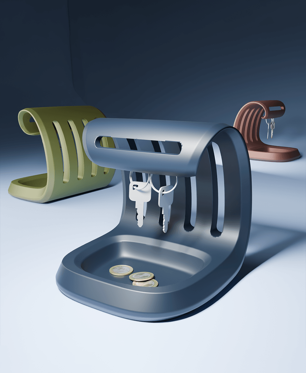 Key Tray with Hook โ Key Holder & Coin Dish 3d model