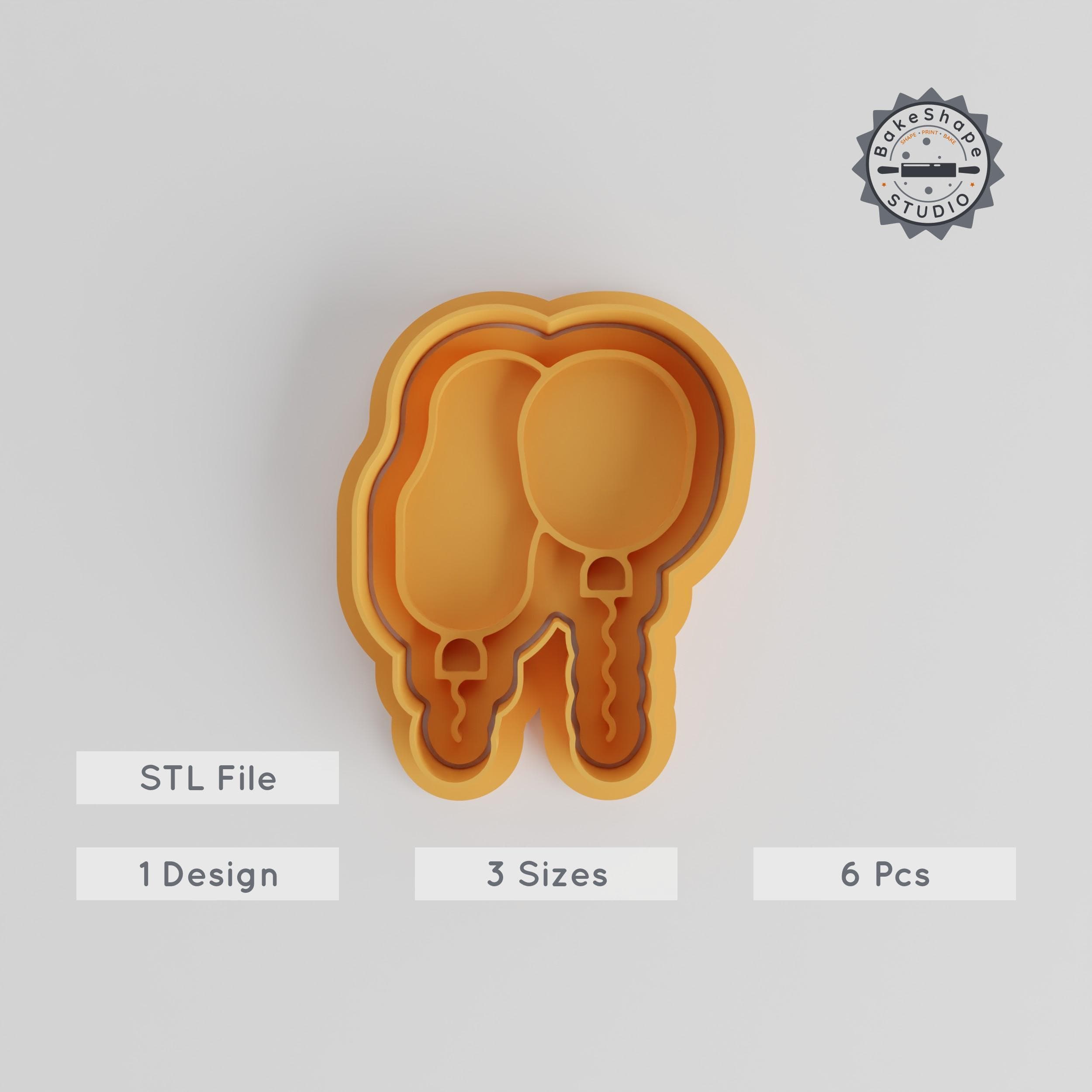 Balloon Cookie Cutter & Stamp Set, Perfect for Cookies, Fondant, S/M/L, 6-Piece Bundle for Celebrations PRODUCT_3584 3d model