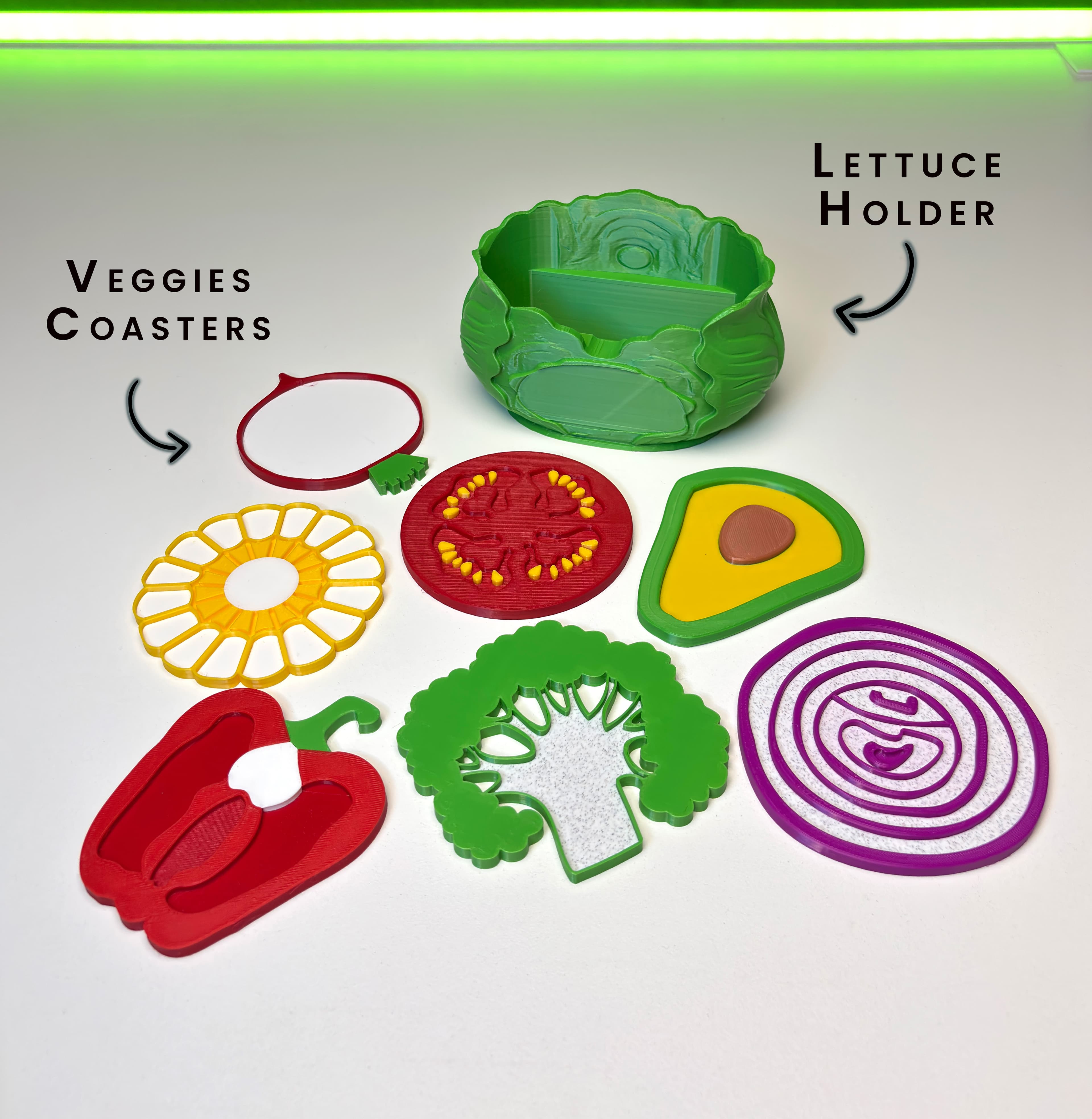 Veggie Coaster Set with Lettuce Basket 3d model